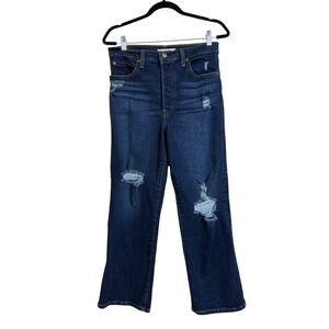 Levi’s Women’s Ribcage Straight Ankle Dark Wash Distressed Jeans Size 30